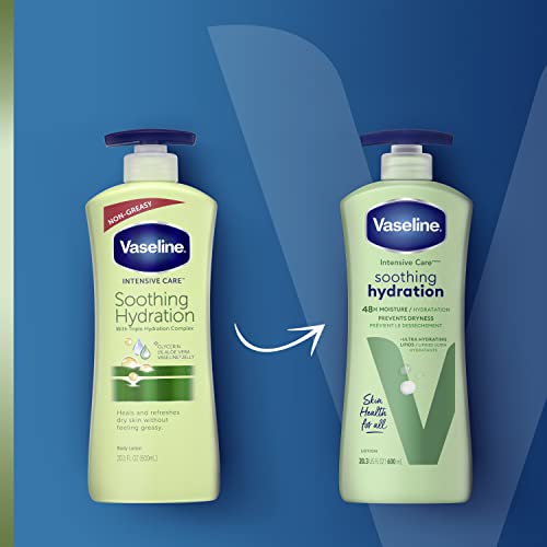 Version 1.0.0 Vaseline Intensive Care Body Lotion for Dry Skin Soothing Hydration Lotion Made with Ultra-Hydrating Lipids + 1% Aloe Vera Extract to Refresh Dehydrated Skin 20.3 oz, Pack of 3 - Image 1