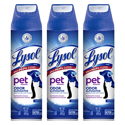 51GtpgniOaL.jpg Lysol Pet Odor Eliminator Spray, Sanitizing and Disinfecting Spray for Pet Odors, 15oz (Pack of 3) - Image 1
