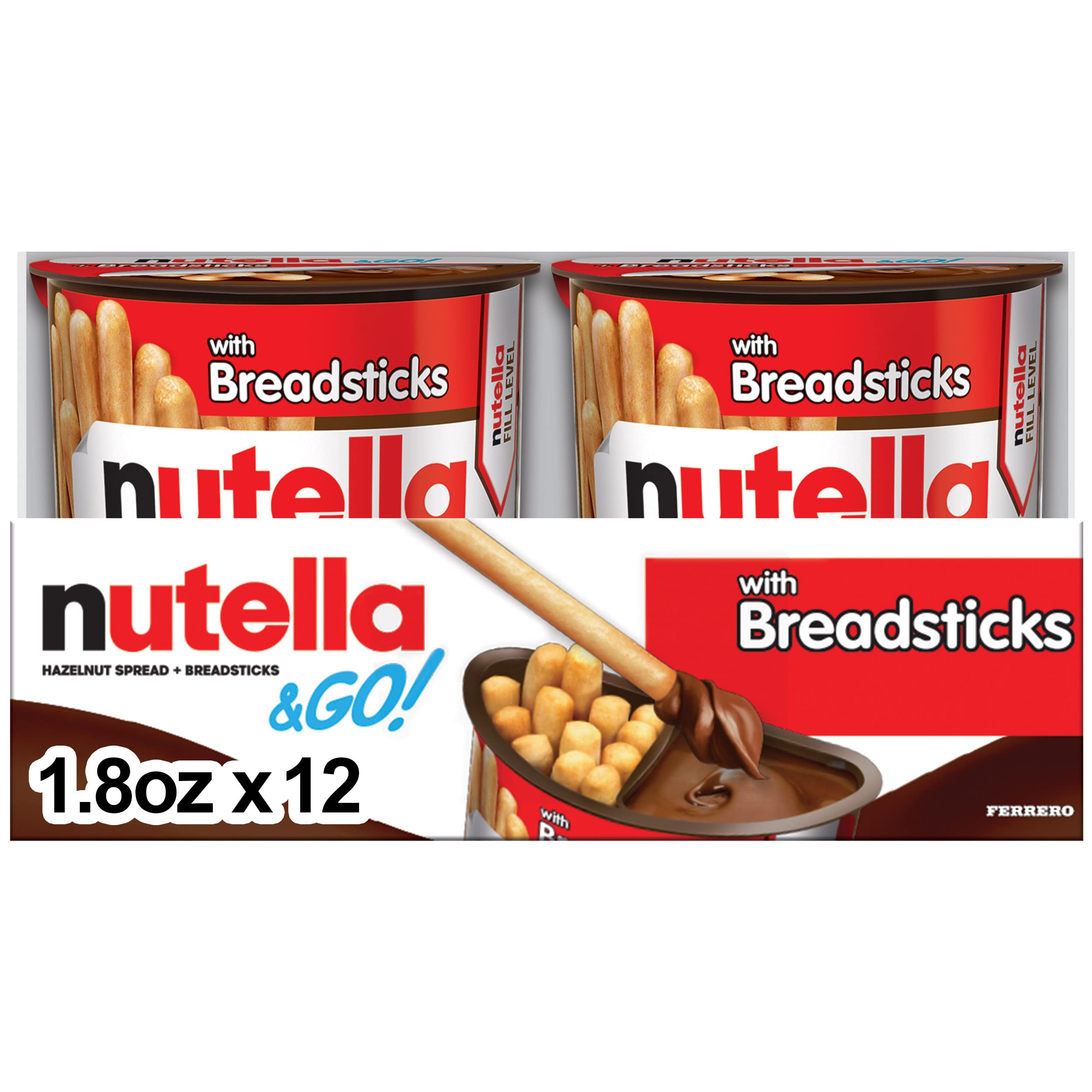 Version 1.0.0 Nutella & GO! Bulk 12 Pack, Hazelnut And Cocoa Spread With Breadsticks, Snack Cups, 1.8 Oz Each - Image 1